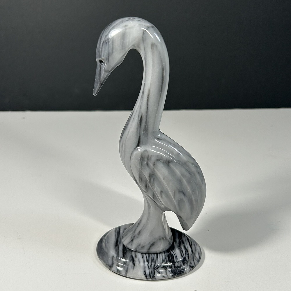 Gray Marble Heron  Flamingo Table Sculpture Design 7" H‎